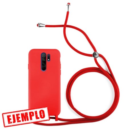 Funda Gel Tacto Silicona + Colgante Roja Xiaomi Redmi 9