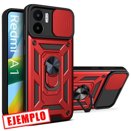 Carcasa Reforzada Roja + Anillo Magnético + Tapa Cámara Xiaomi Redmi A1