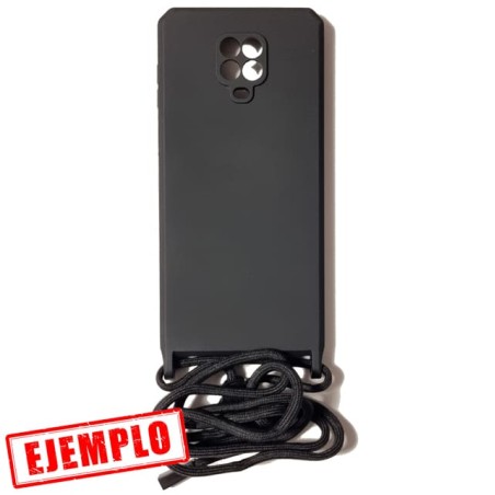 Funda Gel Tacto Silicona + Colgante Negra Xiaomi Redmi Note 9S / Note 9 Pro