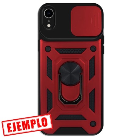 Carcasa Reforzada Roja + Anillo Magnético + Tapa Cámara iPhone XR