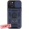 Carcasa Reforzada Azul + Anillo Magnético + Tapa Cámara iPhone 15