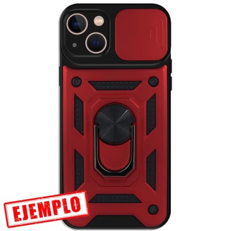 Carcasa Reforzada Roja + Anillo Magnético + Tapa Cámara iPhone 15