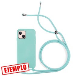 Funda Gel Tacto Silicona + Colgante Azul Turquesa iPhone 15