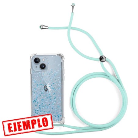 Funda Gel Reforzada Glitter + Colgante Azul Turquesa iPhone 15