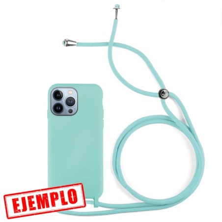 Funda Gel Tacto Silicona + Colgante Azul Turquesa iPhone 15 Pro Max