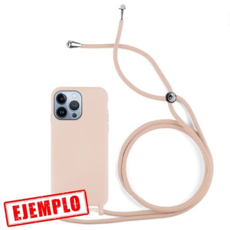 Funda Gel Tacto Silicona + Colgante Rosa iPhone 15 Pro Max