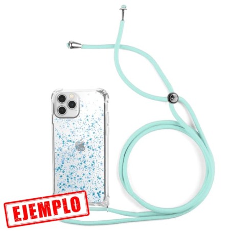 Funda Gel Reforzada Glitter + Colgante Azul Turquesa iPhone 15 Pro Max