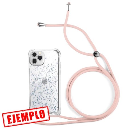 Funda Gel Reforzada Glitter + Colgante Rosa iPhone 15 Pro Max