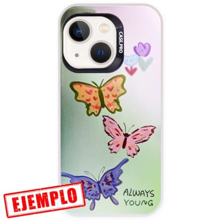 Carcasa Metalizada Degradada Mariposas iPhone 15