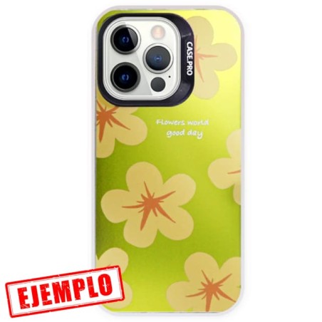Carcasa Metalizada Degradada Flores iPhone 15 Pro