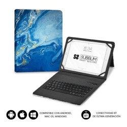Funda Libro Universal Subblim Tablet 10.1" a 11" con Teclado Bluetooth Mármol Azul