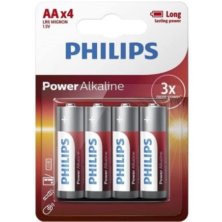 4 Pilas Philips Alcalinas AA LR6 1,5V