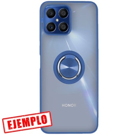 Carcasa Smoked Borde Azul + Anillo Magnético Honor X8 5G / Honor 70 Lite