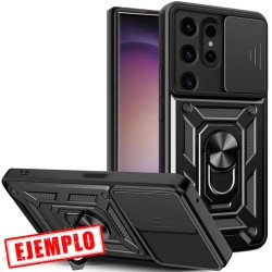 Carcasa Reforzada Negra + Anillo Magnético + Tapa Cámara Samsung Galaxy S24 Ultra