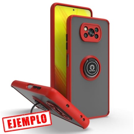 Carcasa Smoked Borde Rojo + Anillo Magnético Xiaomi PocoPhone X3 / X3 Pro