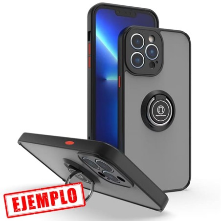 Carcasa Smoked Borde Negro + Anillo Magnético iPhone 15 Pro Max