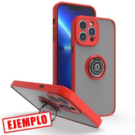 Carcasa Smoked Borde Roja + Anillo Magnético iPhone 15 Pro Max