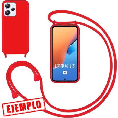 Funda Gel Tacto Silicona Roja + Cordón Xiaomi Redmi 12