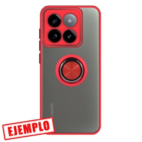 Carcasa Smoked Borde Rojo + Anillo Magnético Xiaomi 14