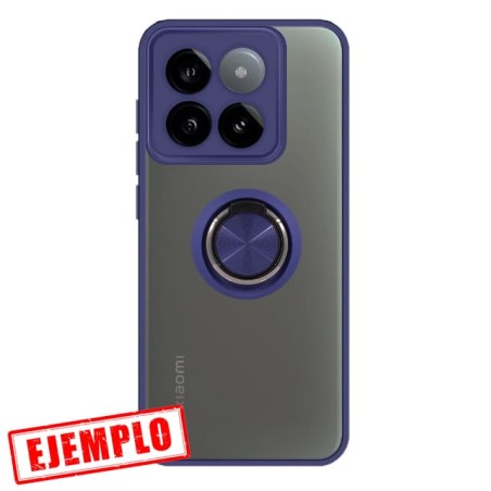 Carcasa Smoked Borde Azul + Anillo Magnético Xiaomi 14