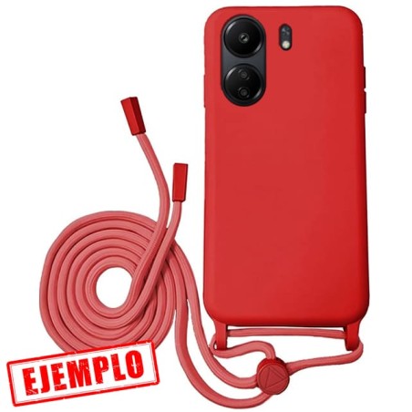 Funda Gel Tacto Silicona Roja + Cordón Xiaomi Redmi 13C 4G