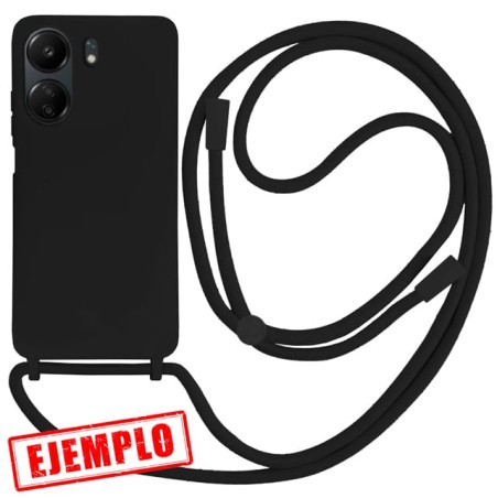 Funda Gel Tacto Silicona Negra + Cordón Xiaomi Redmi 13C 4G