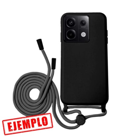 Funda Gel Tacto Silicona Negra + Cordón Xiaomi Redmi Note 13 5G
