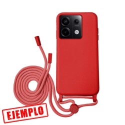 Funda Gel Tacto Silicona Roja + Cordón Xiaomi Redmi Note 13 5G